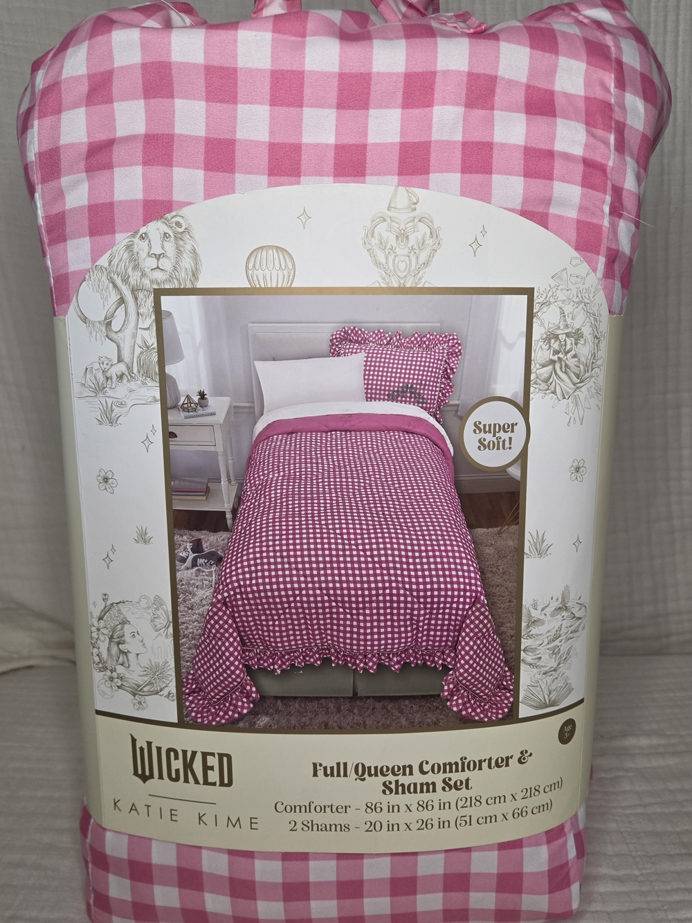 Katie K Pink and White Gingham Comforter & Sham Set
